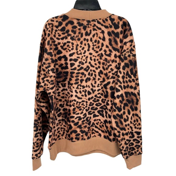 $49 Bp Womens Mock Neck Graphic Sweatshirt In Tan Simple Leopard Print SZ-Medium - Picture 3 of 9